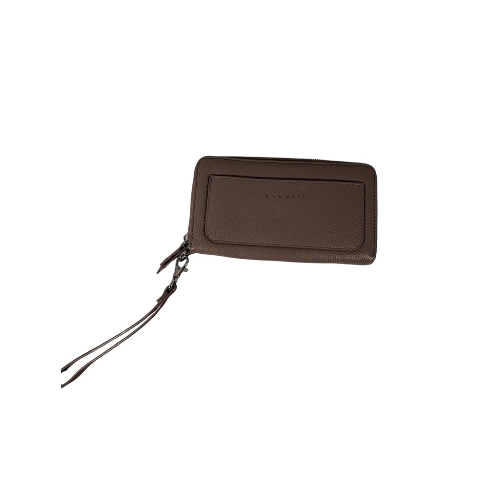 Bugatti Wristlet Wallet Womens OS Taupe Excellent Leather Zip Around Clutch